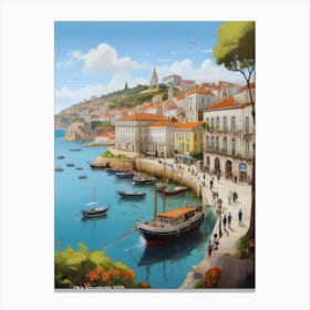Lisbon Harbour.Lisbon, Portugal, Atlantic Ocean beach Canvas Print