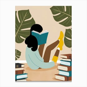 Illustration Of A Girl Reading 1 Canvas Print