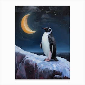 Adlie Penguin Half Moon Island Oil Painting 3 Canvas Print