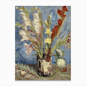 Vase With Gladioli And China Asters Vincent Van Gogh Canvas Print