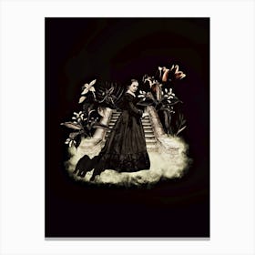 Gothic Dark Vintage Woman With Crows Canvas Print