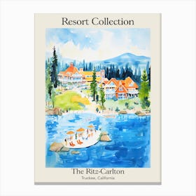 Poster Of The Ritz Carlton, Lake Tahoe   Truckee, California  Resort Collection Storybook Illustration 4 Canvas Print