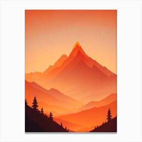 Misty Mountains Vertical Composition In Orange Tone 300 Canvas Print