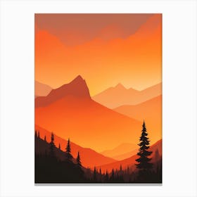 Misty Mountains Vertical Composition In Orange Tone 148 Canvas Print