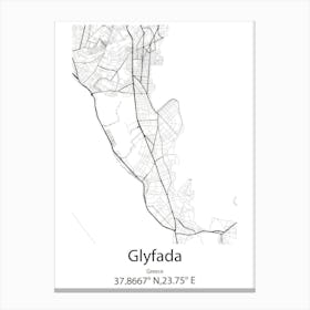 Glyfada,Greece Minimalist Map Canvas Print