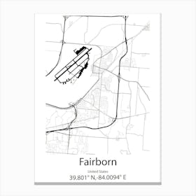 Fairborn,United States Minimalist Map 1 Canvas Print