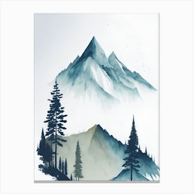 Mountain And Forest In Minimalist Watercolor Vertical Composition 203 Canvas Print