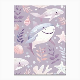 Purple Cookiecutter Shark Illustration 2 Canvas Print