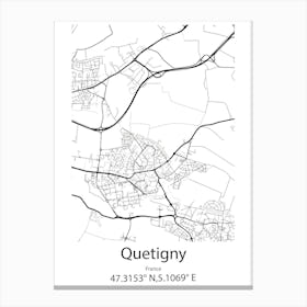 Quetigny,France Minimalist Map Canvas Print