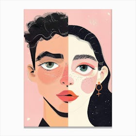 Illustration Of A Man And Woman Canvas Print