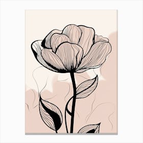 Line Art Tulips Flowers Illustration Neutral 20 Canvas Print