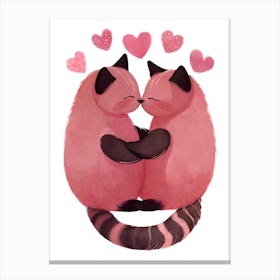 Pink Cats in Love Valentines 2 Canvas Print