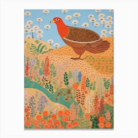 Maximalist Bird Painting Partridge 3 Canvas Print