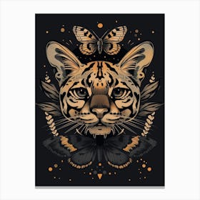 Ocelot With Butterflies Canvas Print