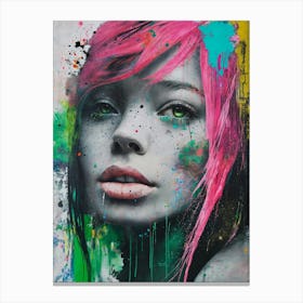 Girl With Pink Hair 1 Canvas Print