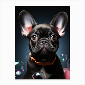 French Bulldog With Bubbles 1 Canvas Print