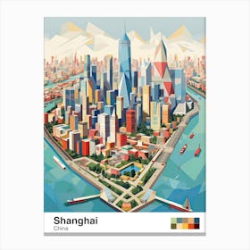 Shanghai, China, Geometric Illustration 1 Poster Canvas Print