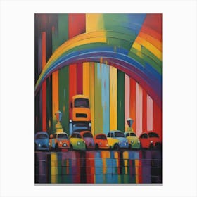 Rainbow Cars Canvas Print