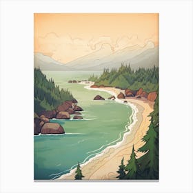 Juan De Fuca Marine Trail Canada 1 Vintage Travel Illustration Canvas Print