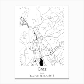 Graz,Austria Minimalist Map Canvas Print