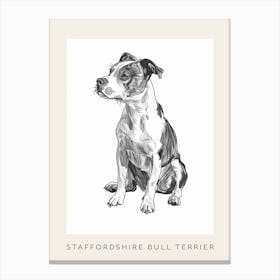 Staffordshire Bull Terrier Dog Line Sketch 1 Poster Canvas Print