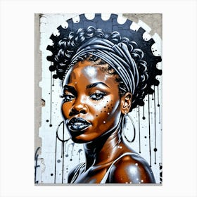 Graffiti Mural Of Beautiful Black Woman 360 Canvas Print