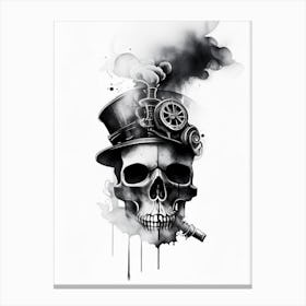 Skull With Watercolor Effects 3 Stream Punk Canvas Print