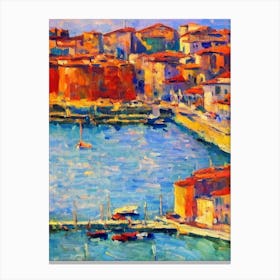Port Of Ancona Italy Brushwork Painting harbour Canvas Print