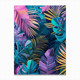 Tropical Leaves Seamless Pattern Canvas Print