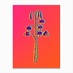 Neon Lilium Pyrenaicum Botanical in Hot Pink and Electric Blue n.0576 Canvas Print
