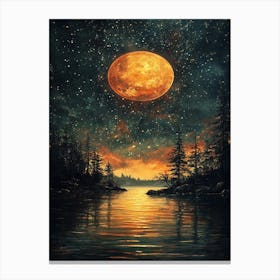 Moon Over Lake Canvas Print