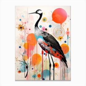 Bird Painting Collage Crane 1 Canvas Print