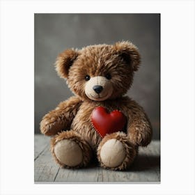 Teddy Bear With Heart Canvas Print