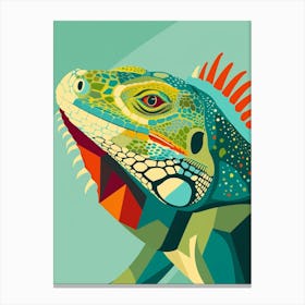 Turquoise Jamaican Iguana Abstract Modern Illustration 2 Canvas Print