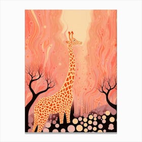 Abstract Giraffe Orange & Pink Portrait 4 Canvas Print