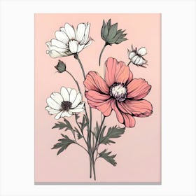 Flowers On A Pink Background Canvas Print