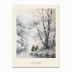 Winter Watercolour Otter Poster Canvas Print