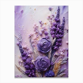 Purple Roses On A White Background Canvas Print