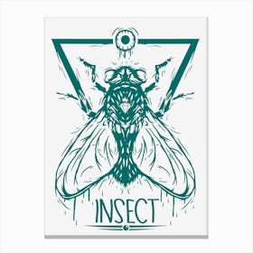 Green Insect Bee Illustration 1 Canvas Print