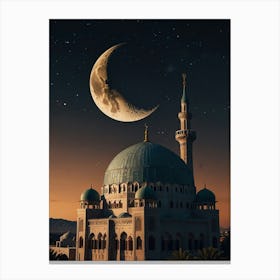 Moon And Mosque 1 Canvas Print