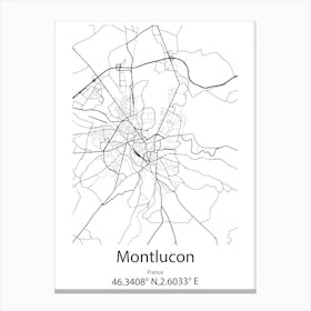 Montlucon,France Minimalist Map Canvas Print