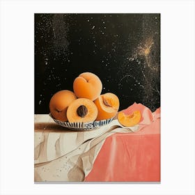 Art Deco Peaches On A Table Canvas Print