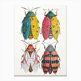 Colourful Insect Illustration Whitefly 4 Canvas Print
