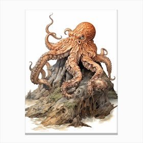 Giant Pacific Octopus Flat Illustration 3 Canvas Print