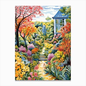 Giverny Gardens, France In Autumn Fall Illustration 3 Canvas Print