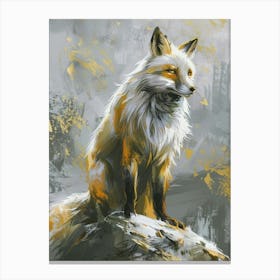 Arctic Fox Precisionist Illustration 3 Canvas Print