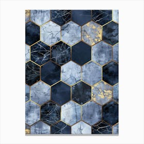 Blue Marble Hexagons Canvas Print