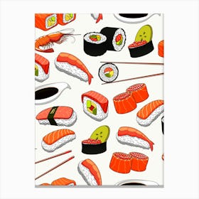 Seamless Pattern With Sushi Canvas Print