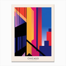 Willis Tower Skydeck 3 Chicago Colourful Travel Poster Canvas Print