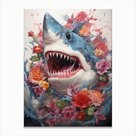 Shark With Flowers Canvas Print